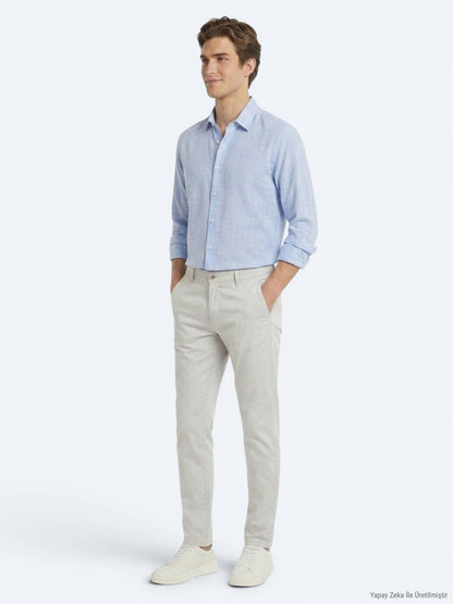 Blaues Regular Fit Casual Hemd aus Baumwolle