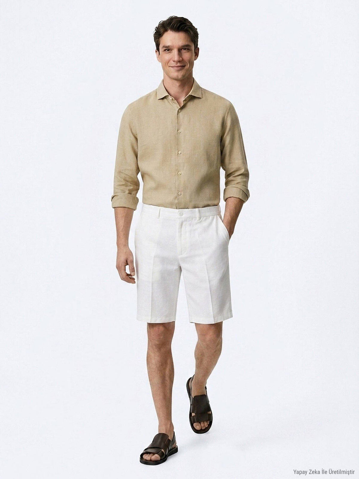 Steinmaterial Jogging Fit Casual Bermuda