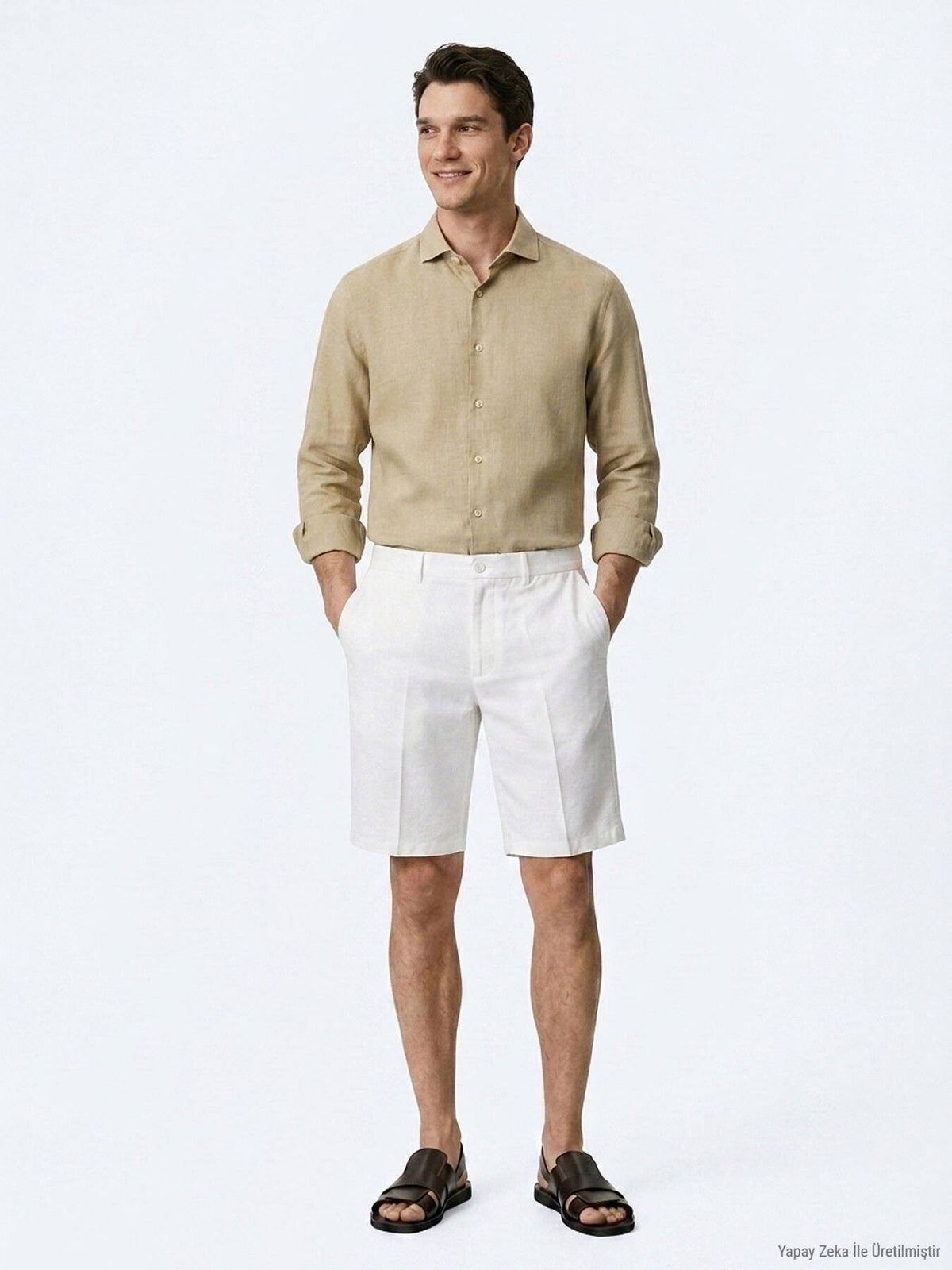 Steinmaterial Jogging Fit Casual Bermuda