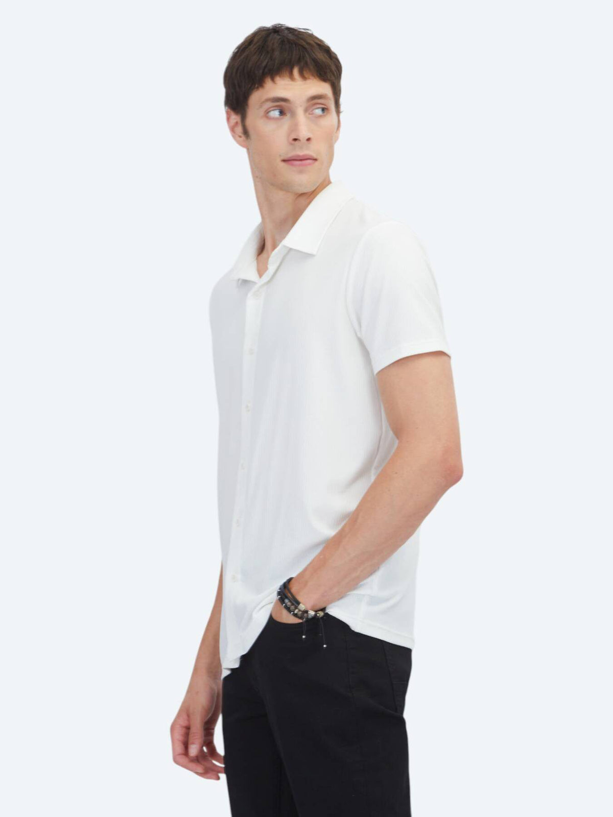 Weiß Gestreiftes Regular Fit Strickshirt