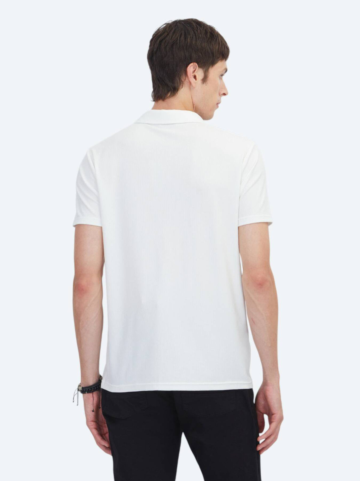 Weiß Gestreiftes Regular Fit Strickshirt