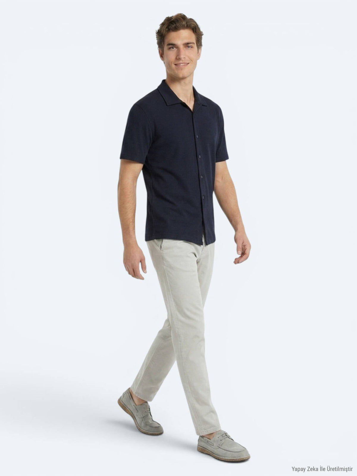 Marineblaue gestreifte Freizeitshirt Regular Fit