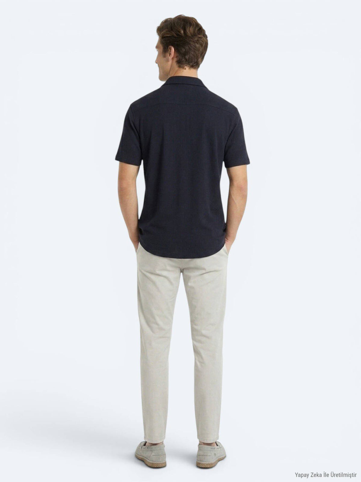 Marineblaue gestreifte Freizeitshirt Regular Fit