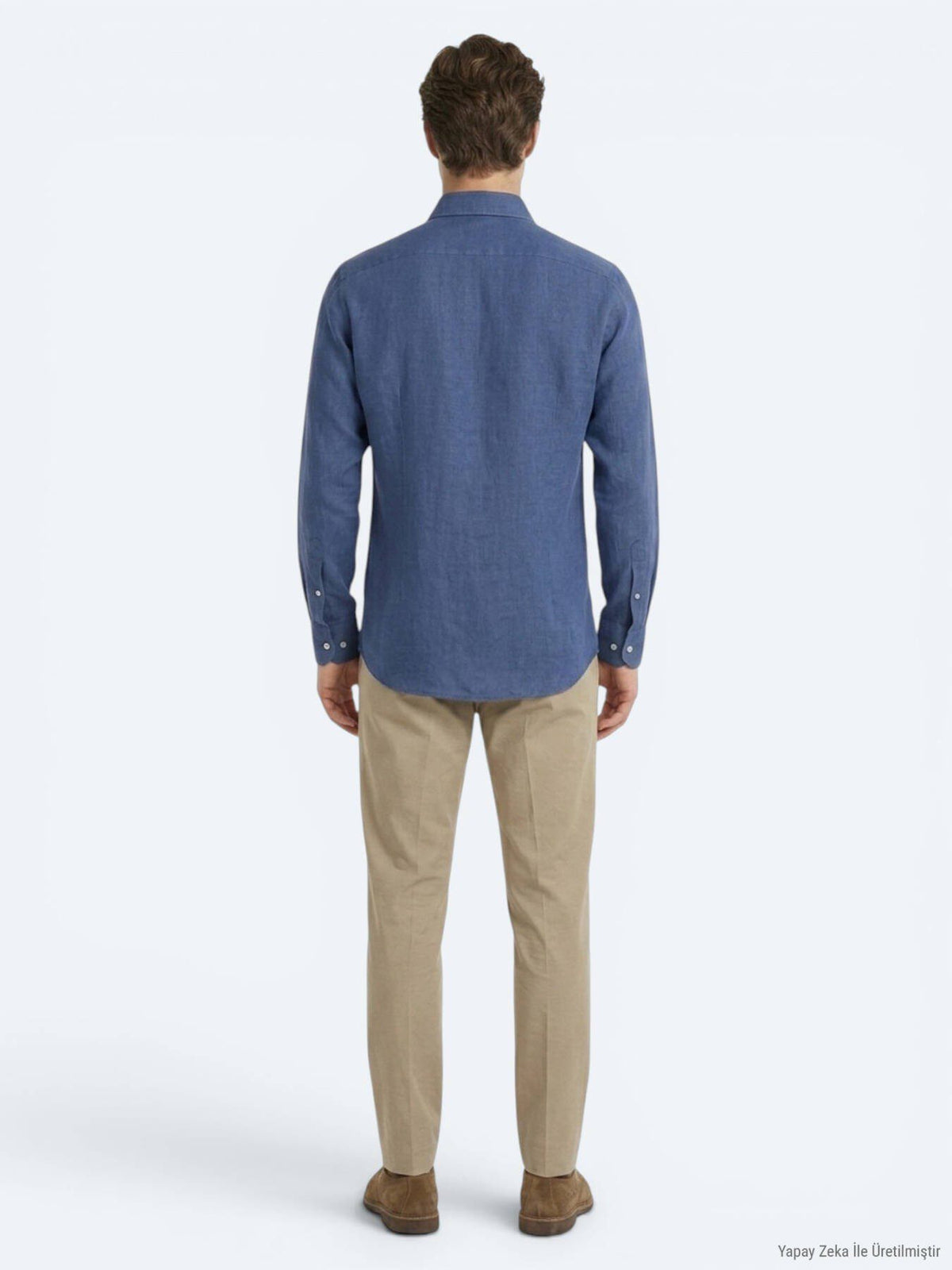 Indigo Unifarben Regular Fit Casual Hemd