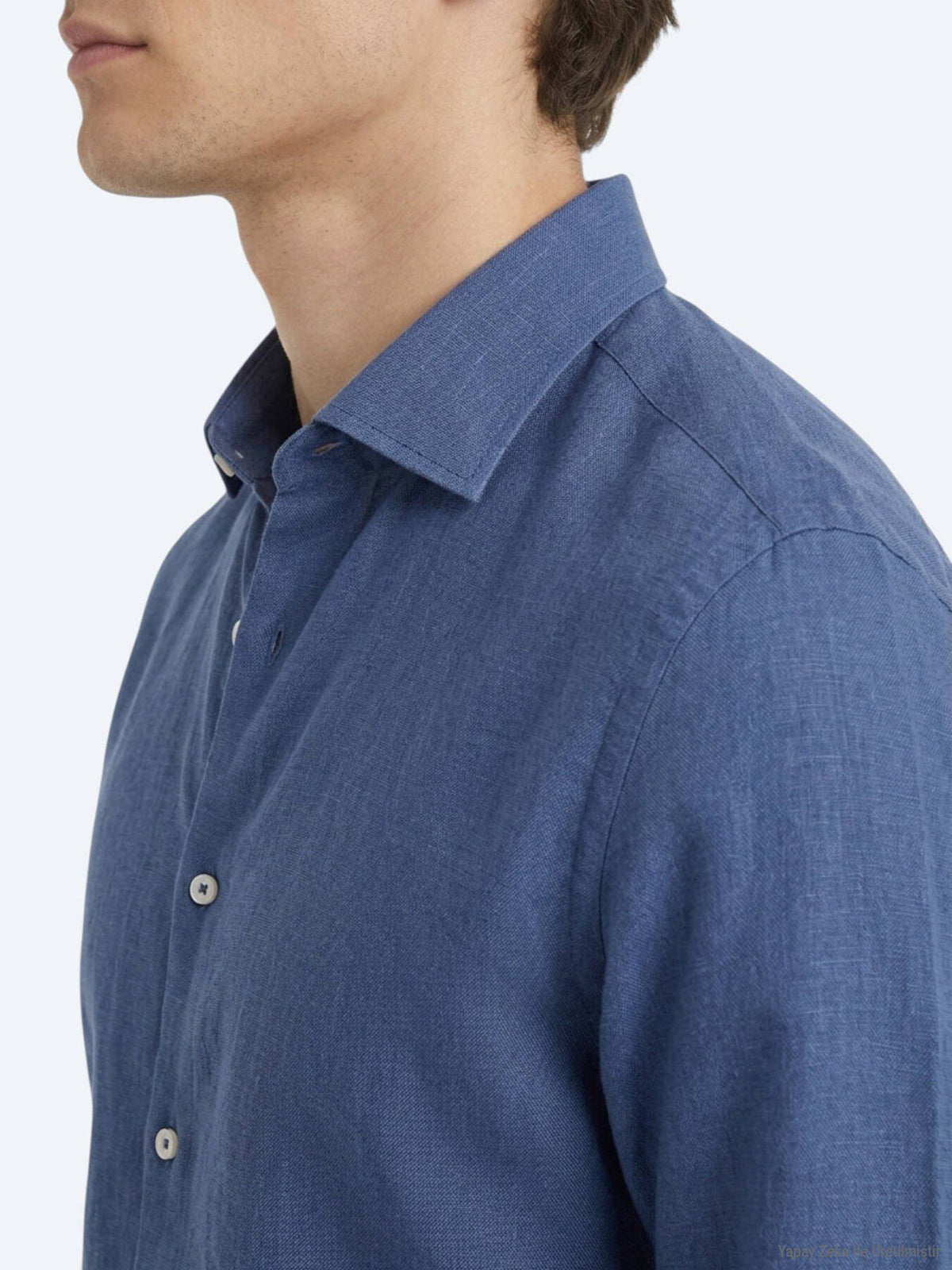 Indigo Unifarben Regular Fit Casual Hemd