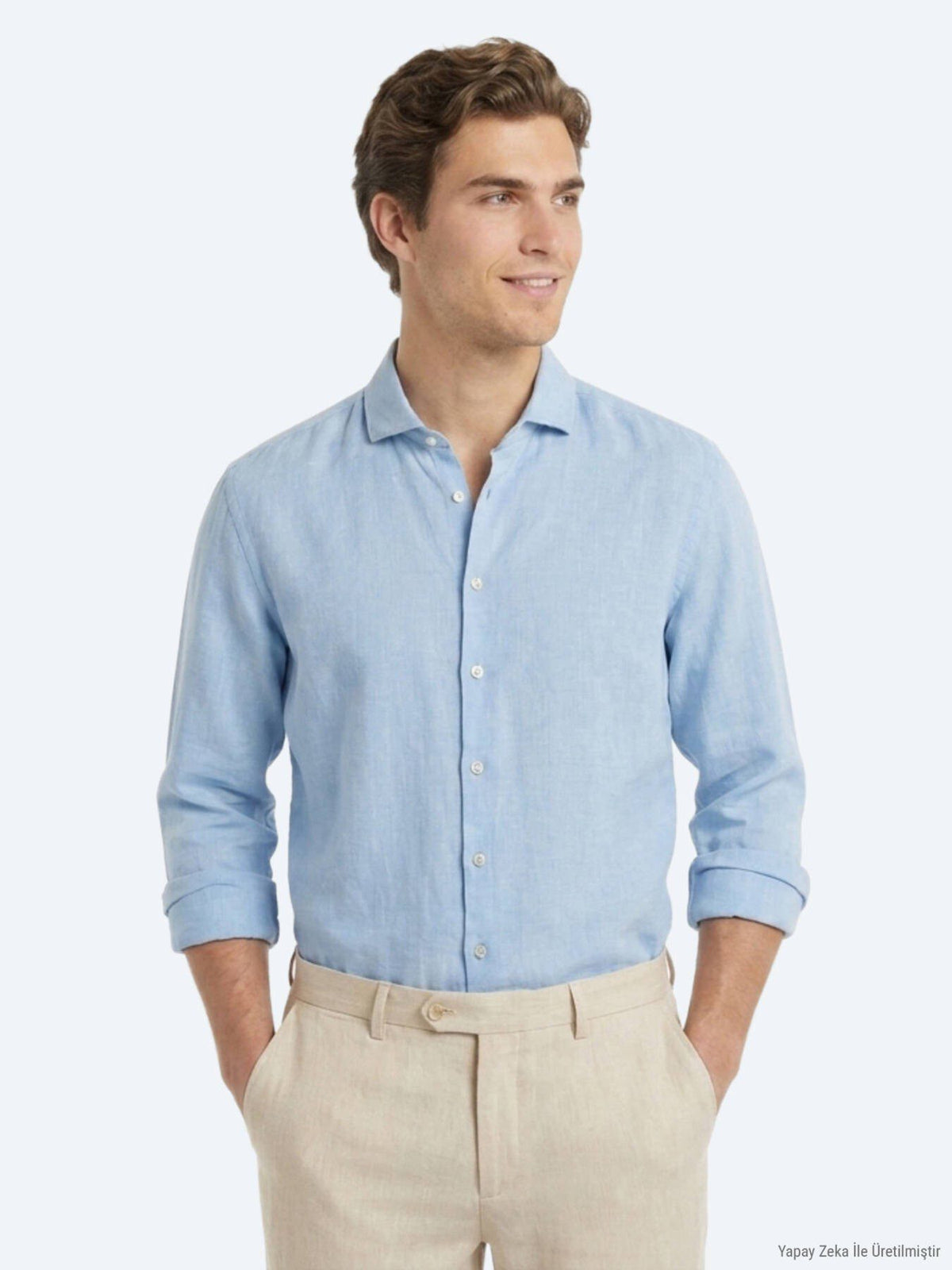 Blaues Regular Fit Casual Baumwollhemd