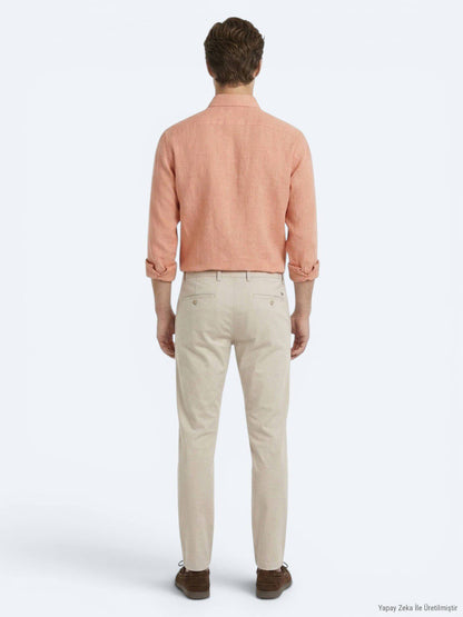 Lachs Unifarben Regular Fit Casual Hemd
