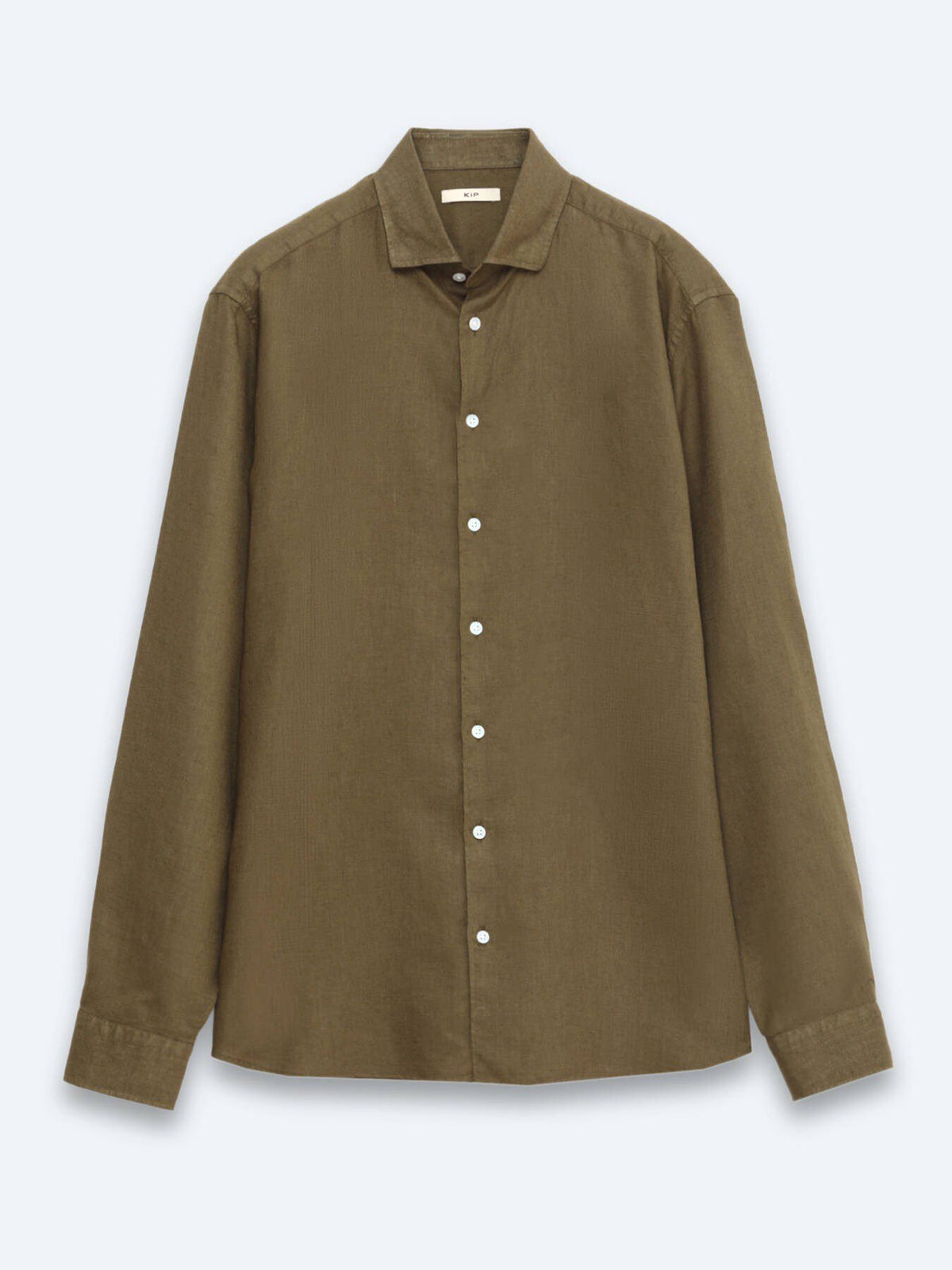 Khaki Unifarben Regular Fit Baumwollhemd