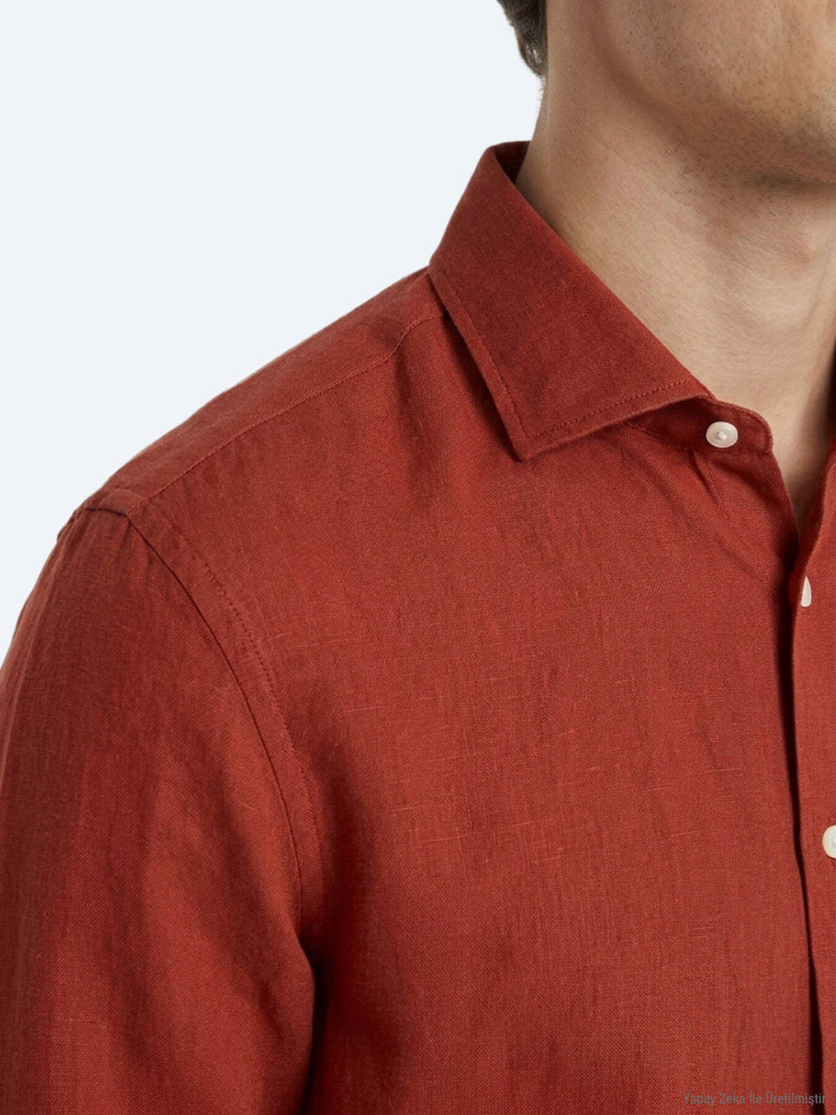 Rotes Unifarbenes Regular Fit Baumwollhemd