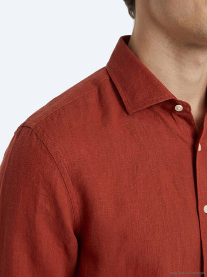 Rotes Unifarbenes Regular Fit Baumwollhemd