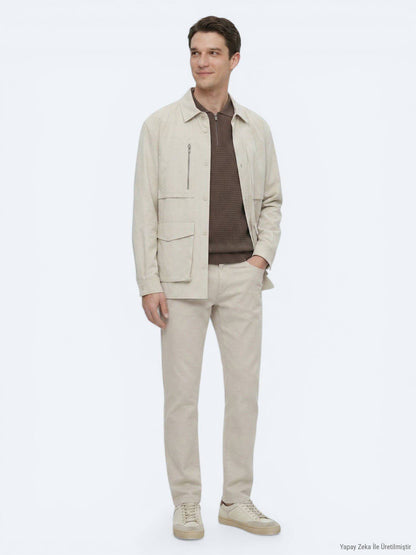 Beige Schlichte Leichte Jacke Regular Fit