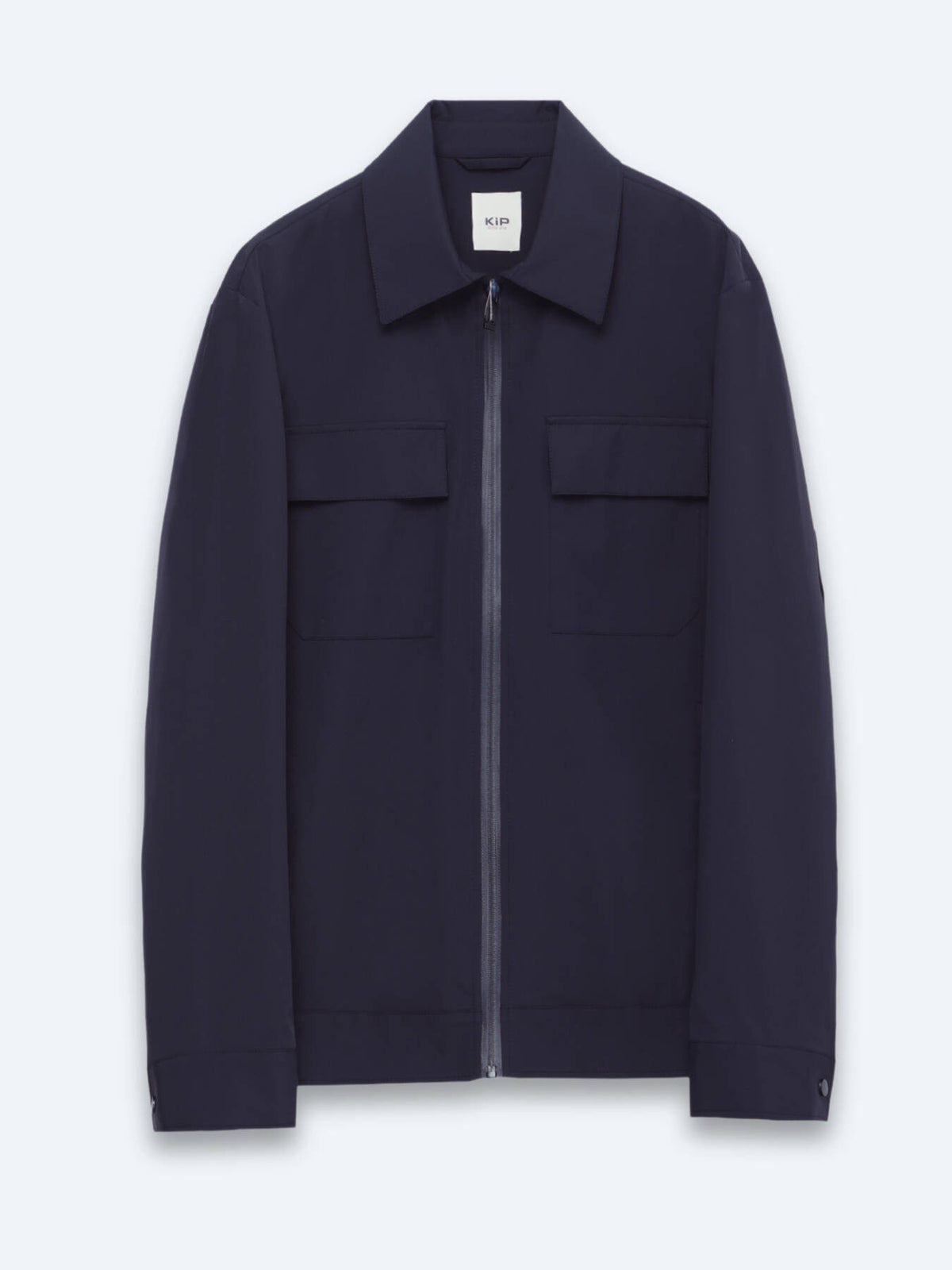Marineblaues Regular Fit Hemdkragen Freizeitjacke