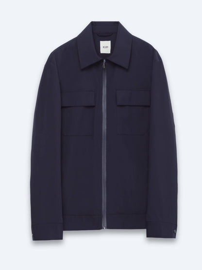 Marineblaues Regular Fit Hemdkragen Freizeitjacke