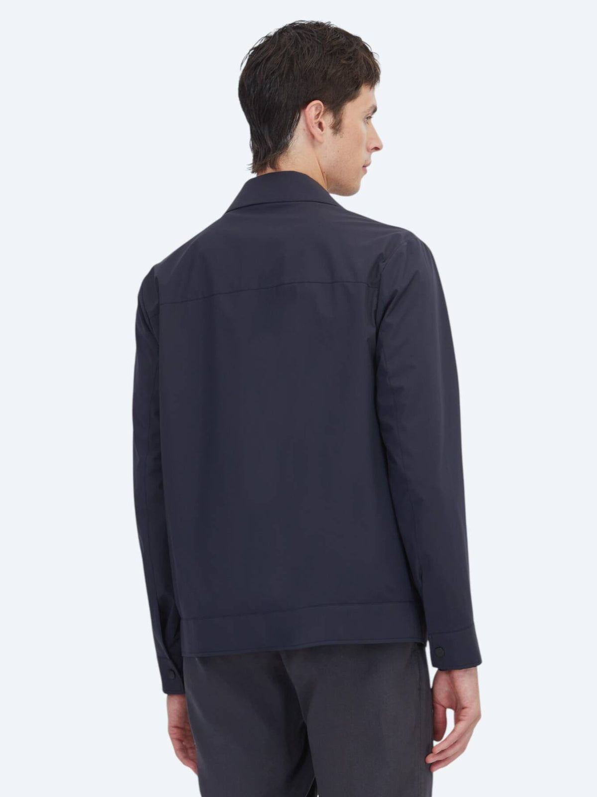Marineblaues Regular Fit Hemdkragen Freizeitjacke
