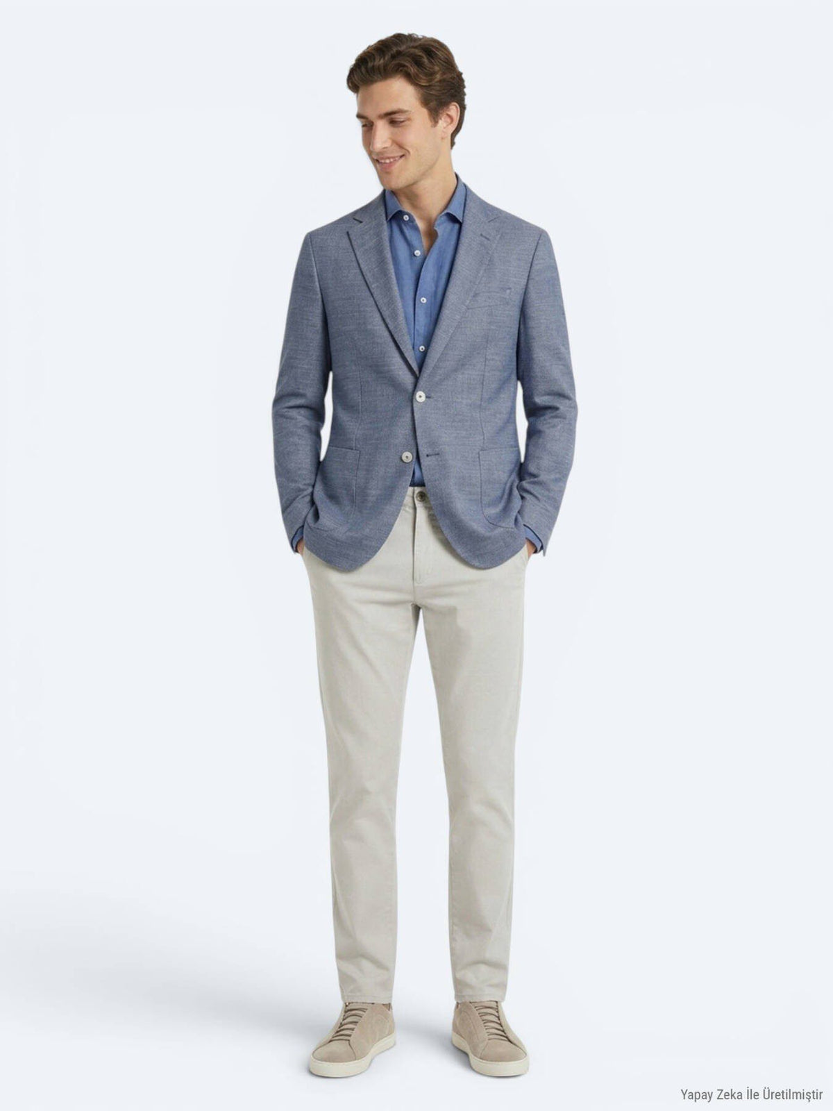 Blaue gemusterte moderne Jacke aus Recycling-Baumwolle