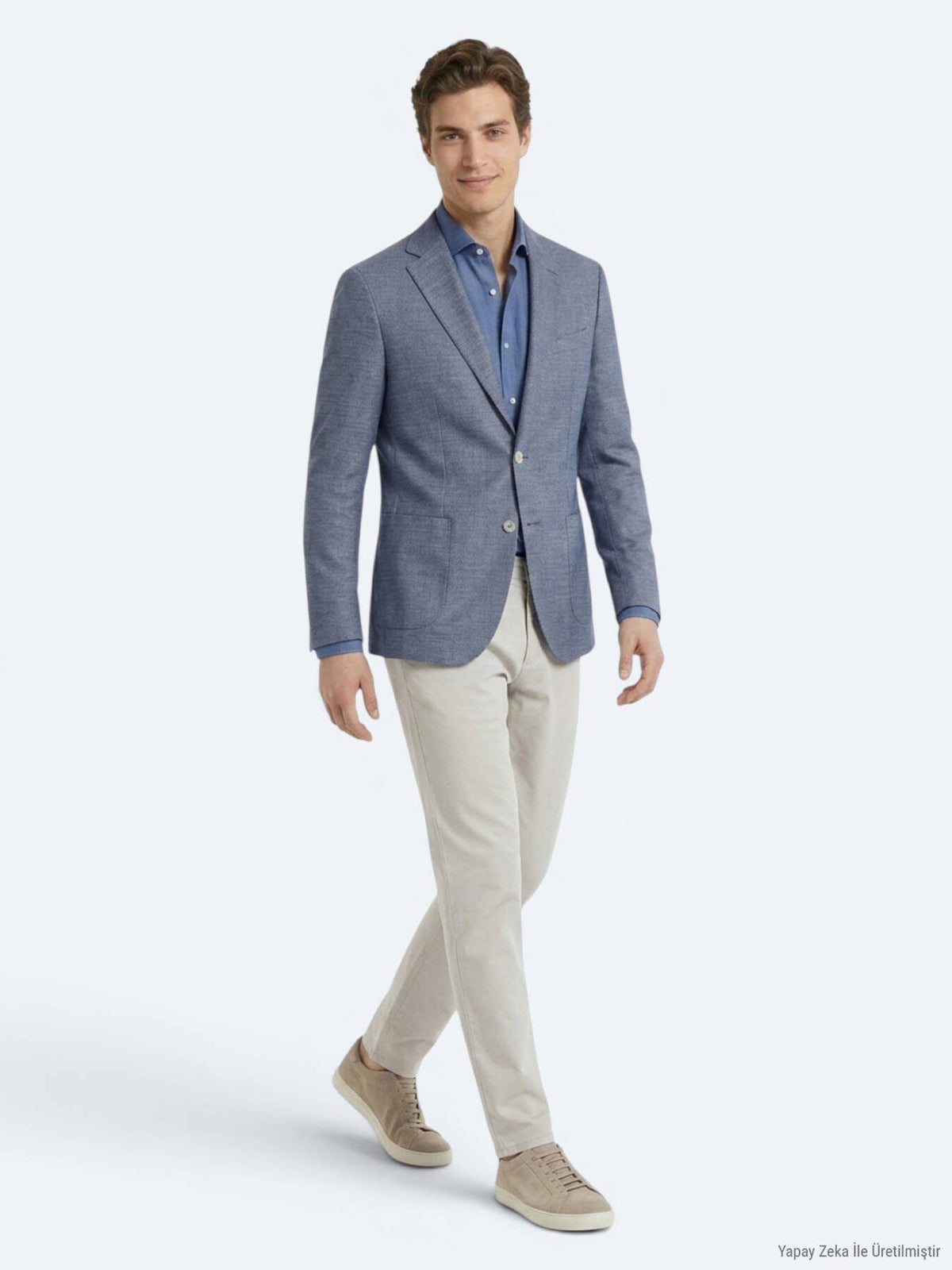 Blaue gemusterte moderne Jacke aus Recycling-Baumwolle