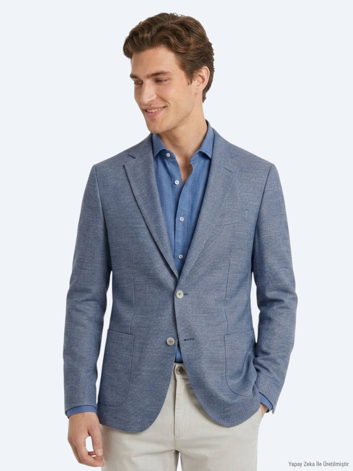 Blaue gemusterte moderne Jacke aus Recycling-Baumwolle