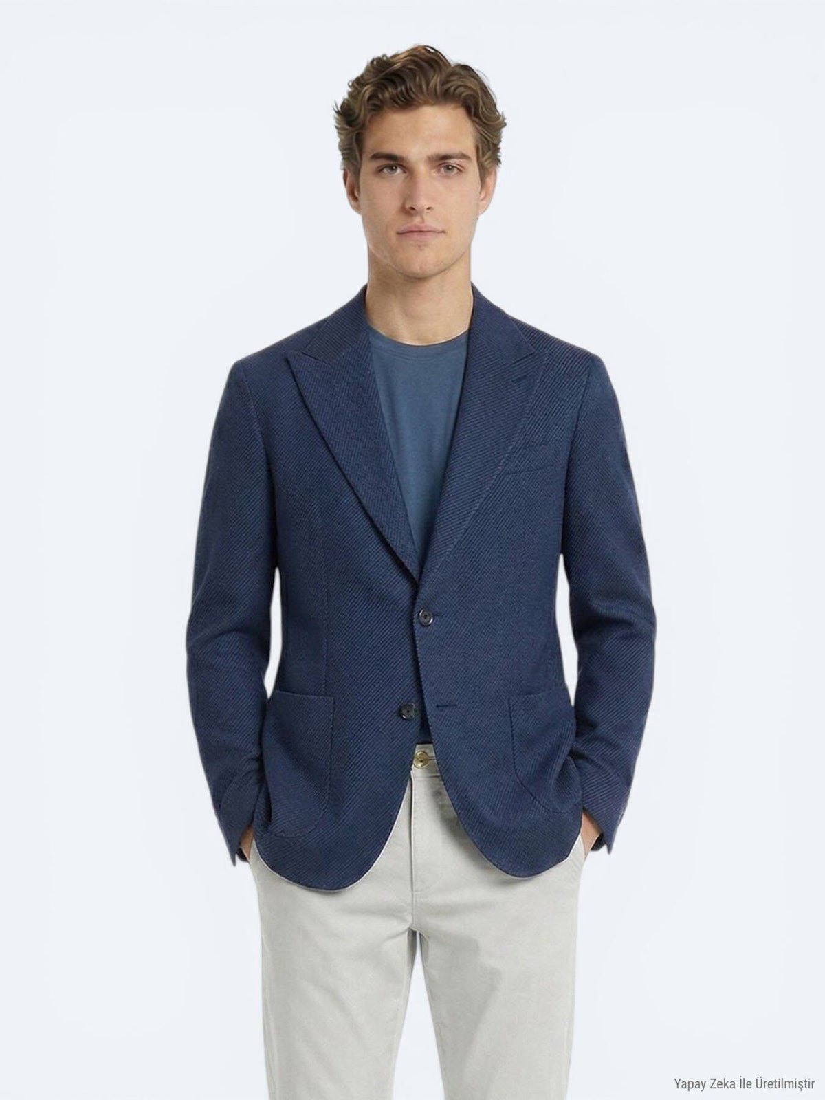 Marineblaue gestreifte Jacke, modern fit