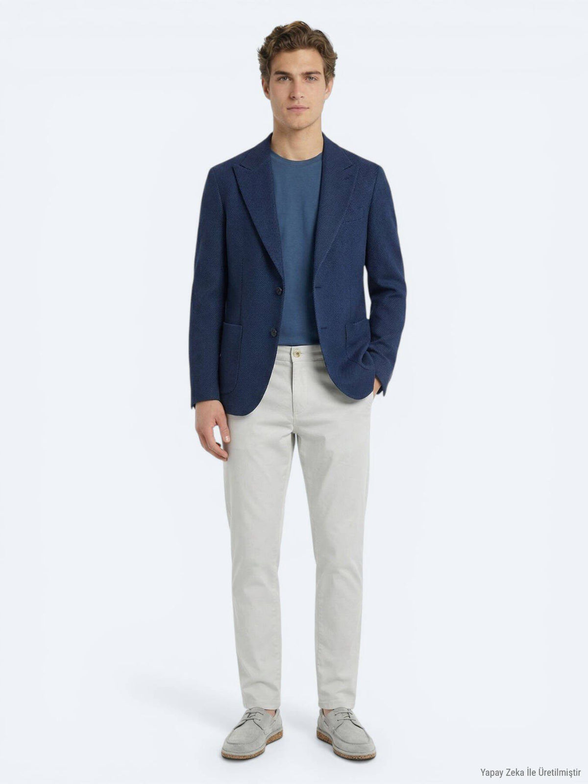 Marineblaue gestreifte Jacke, modern fit