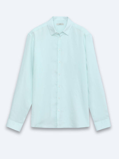 Mint Unifarben Regular Fit Casual Hemd