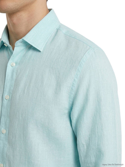 Mint Unifarben Regular Fit Casual Hemd