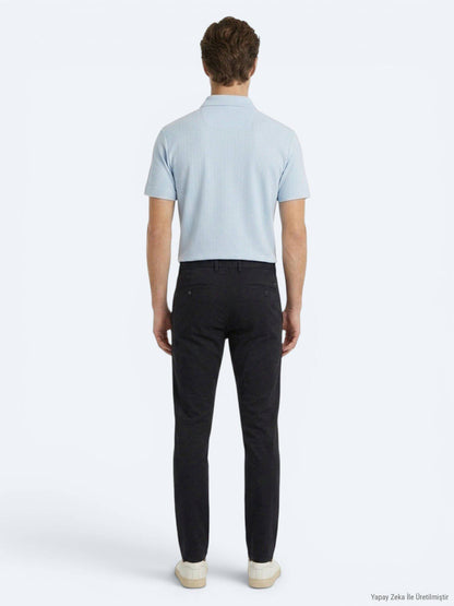 Marineblaue Web-Jogginghose aus Baumwolle