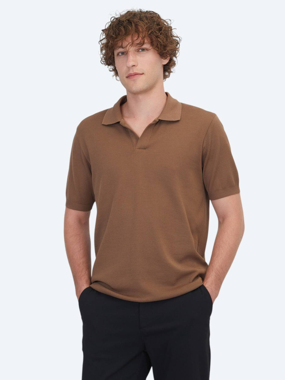 Braun Gestreiftes 100% Baumwoll T-Shirt