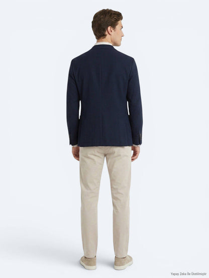 Marineblaue gestreifte Jacke, Comfort Fit