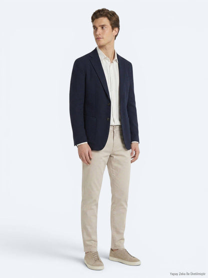 Marineblaue gestreifte Jacke, Comfort Fit