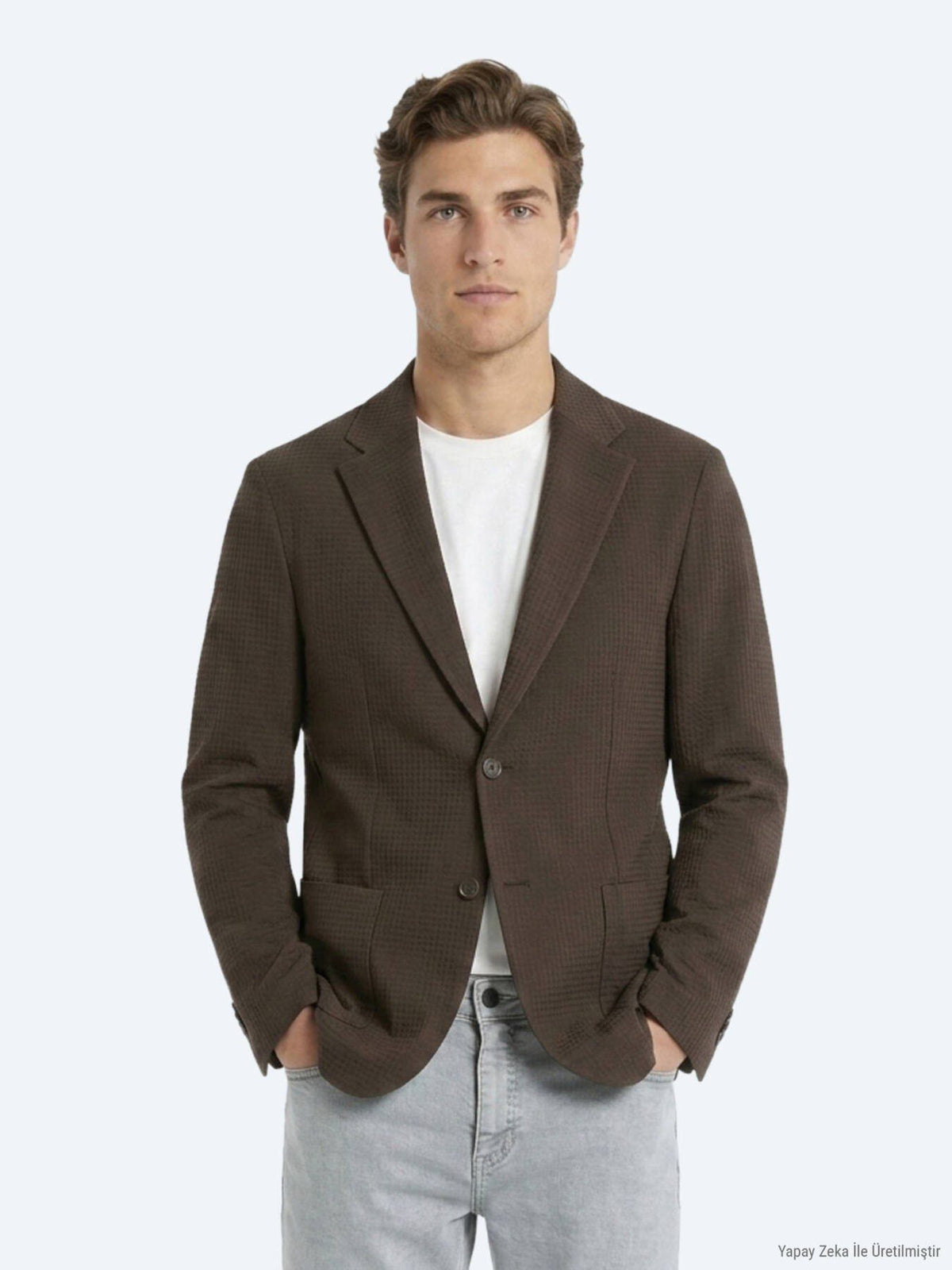 Braun Gestreifte Komfort Fit Jacke