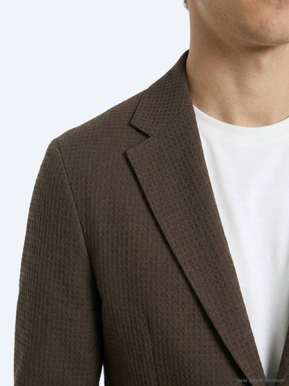 Braun Gestreifte Komfort Fit Jacke