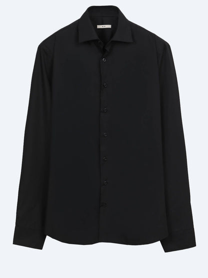 Schwarzes Regular Fit Casual Baumwollhemd
