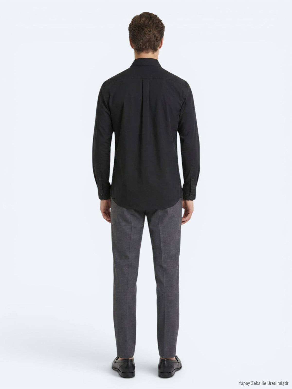 Schwarzes Regular Fit Casual Baumwollhemd