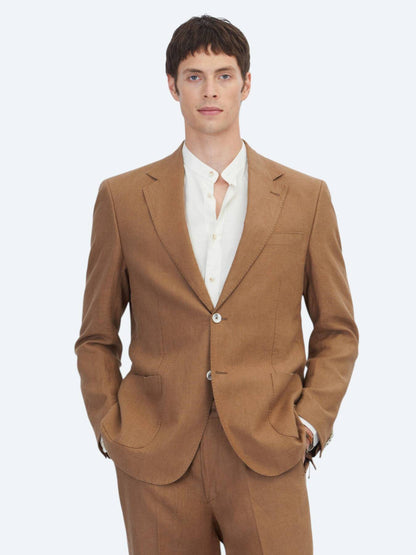 Brauner Modern Fit 100% Leinen Anzug