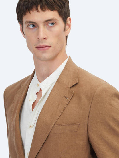 Brauner Modern Fit 100% Leinen Anzug