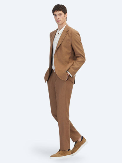 Brauner Modern Fit 100% Leinen Anzug
