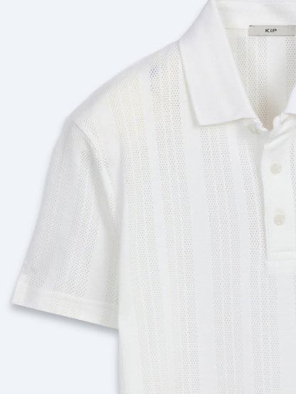 Beige Gestreiftes 100% Baumwoll T-Shirt