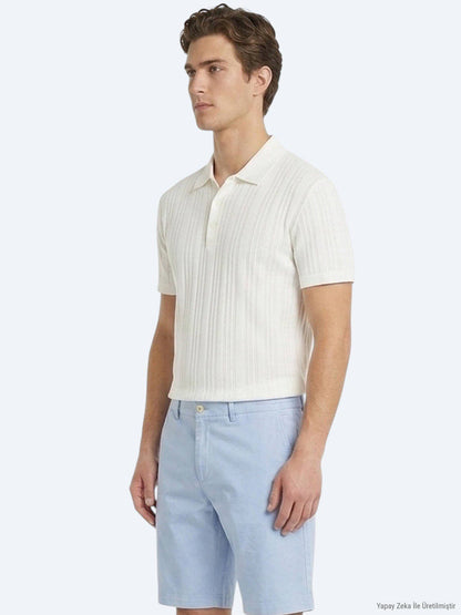Beige Gestreiftes 100% Baumwoll T-Shirt