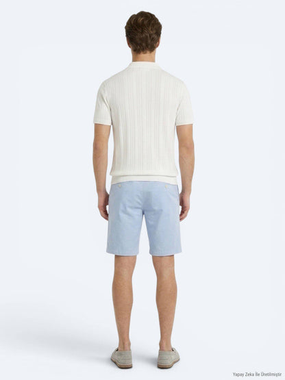 Beige Gestreiftes 100% Baumwoll T-Shirt