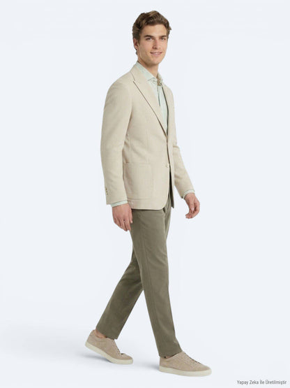 Beige Moderne Passform Baumwolljacke