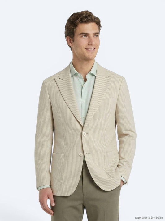 Beige Moderne Passform Baumwolljacke