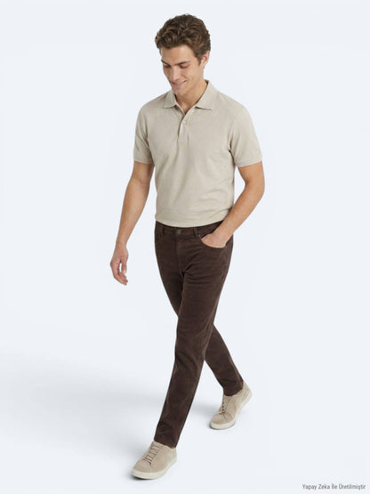 Braune Velours Sporthose aus Baumwolle