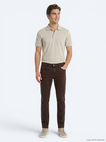 Braune Velours Sporthose aus Baumwolle