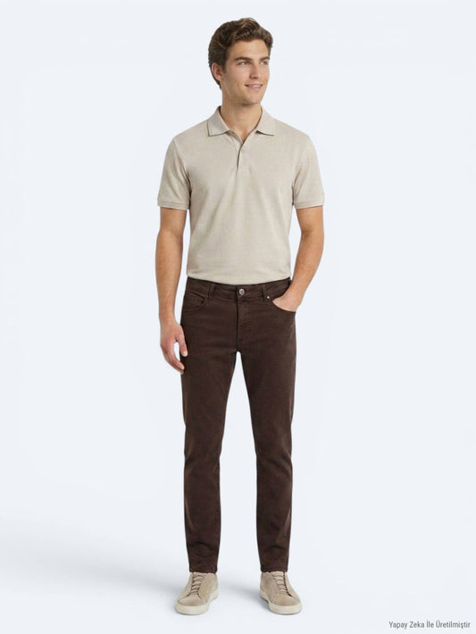 Braune Velours Sporthose aus Baumwolle