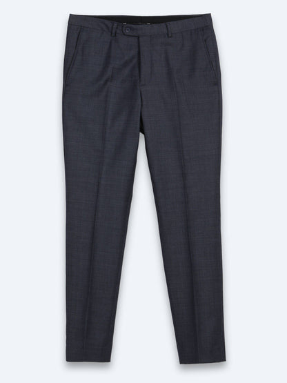 Indigo Gestreifter Modern Fit Wollanzug