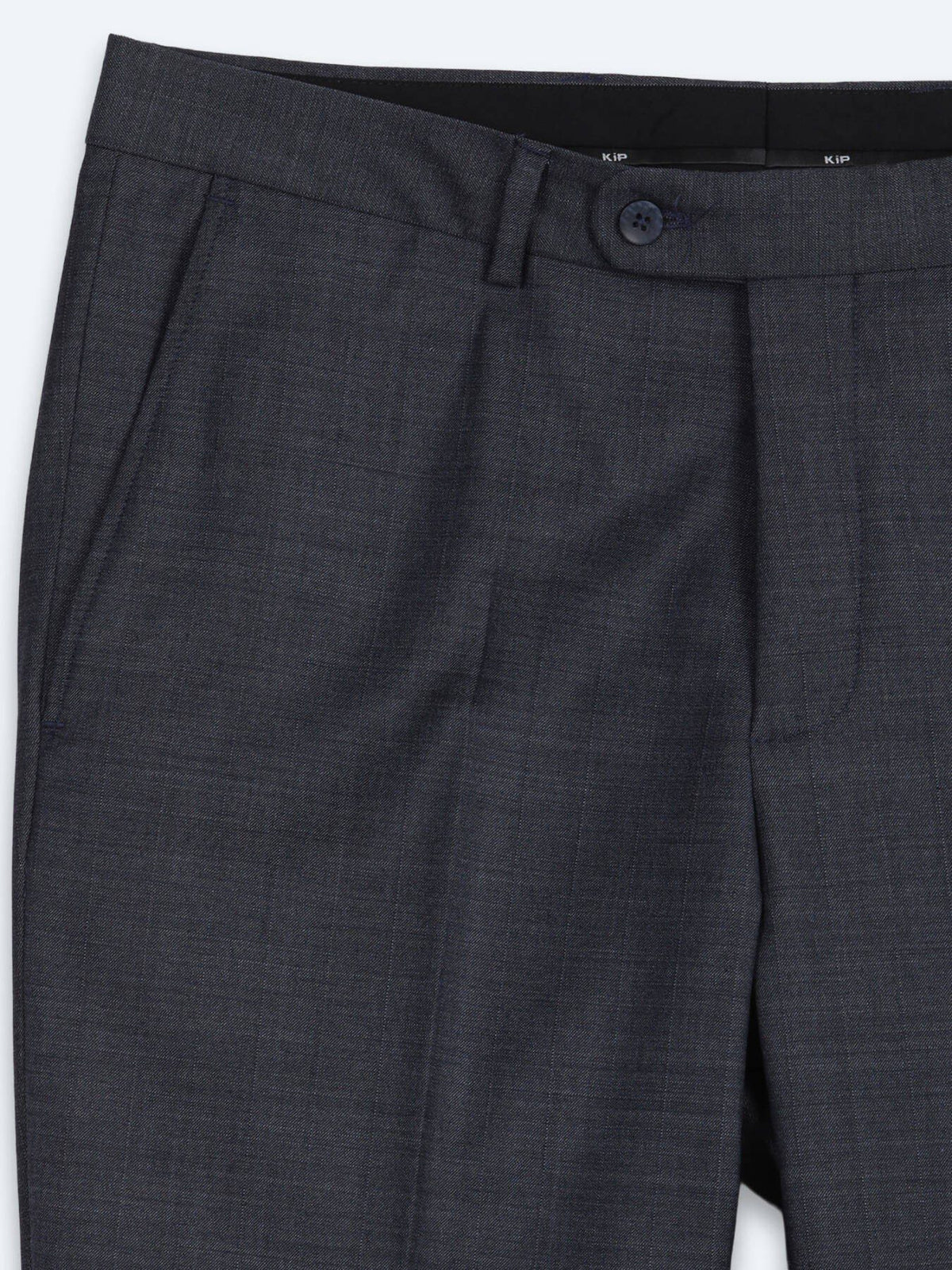 Indigo Gestreifter Modern Fit Wollanzug