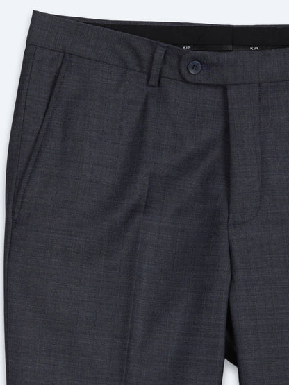 Indigo Gestreifter Modern Fit Wollanzug