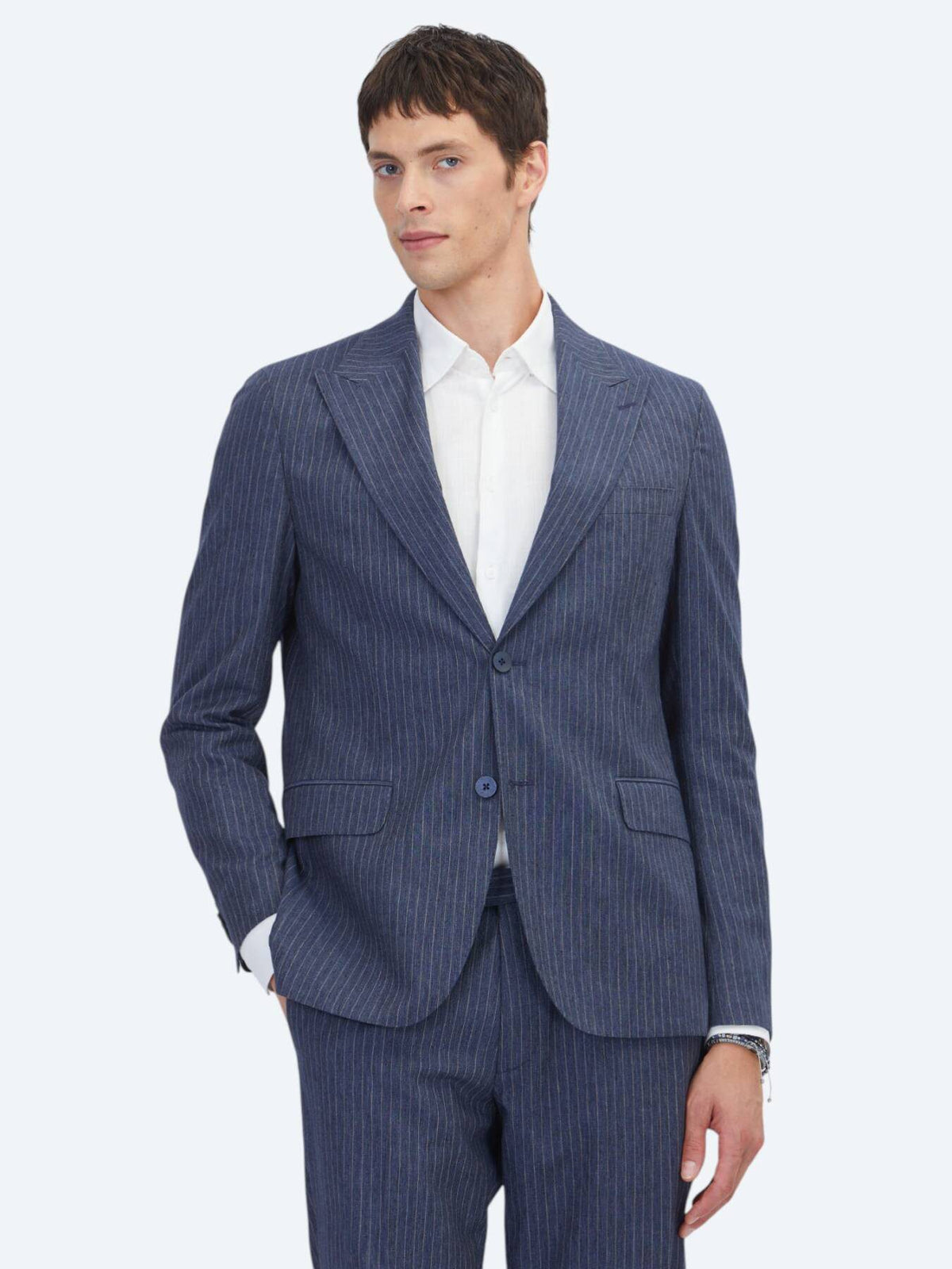 Marineblaue gestreifte Modern Fit Anzug