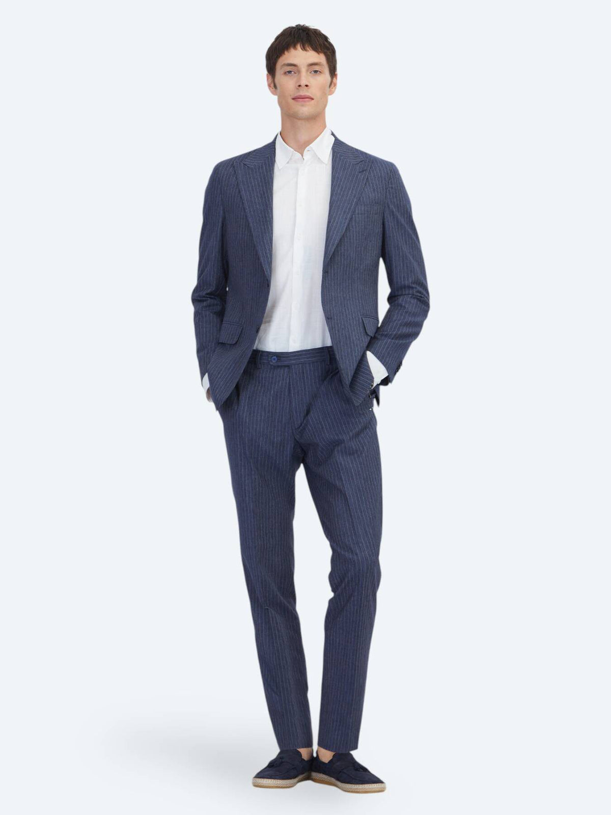 Marineblaue gestreifte Modern Fit Anzug