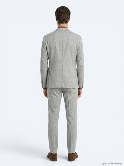 Wollmischung Anzug mit Velours-Muster